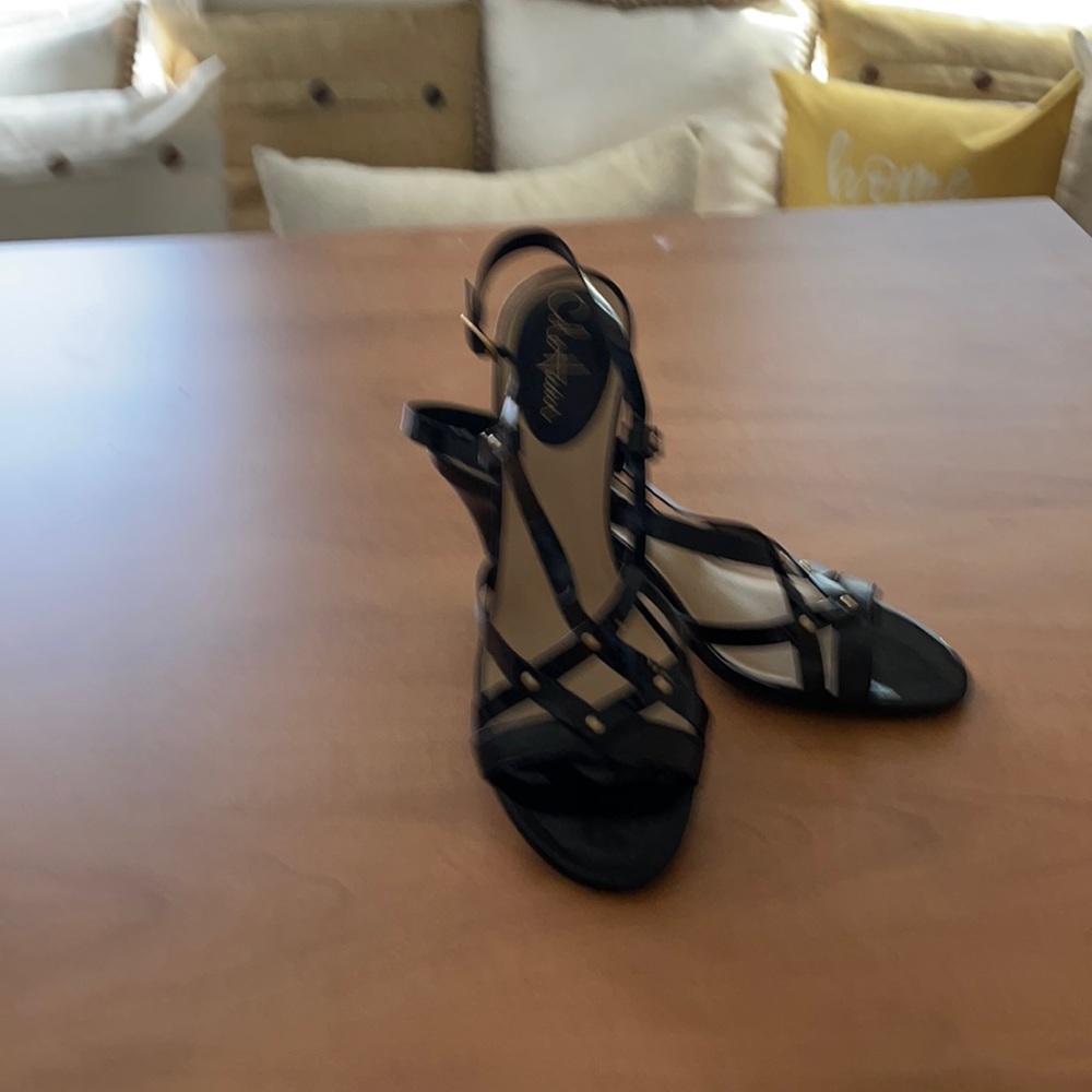 Cole Haan black patent leather sandals
